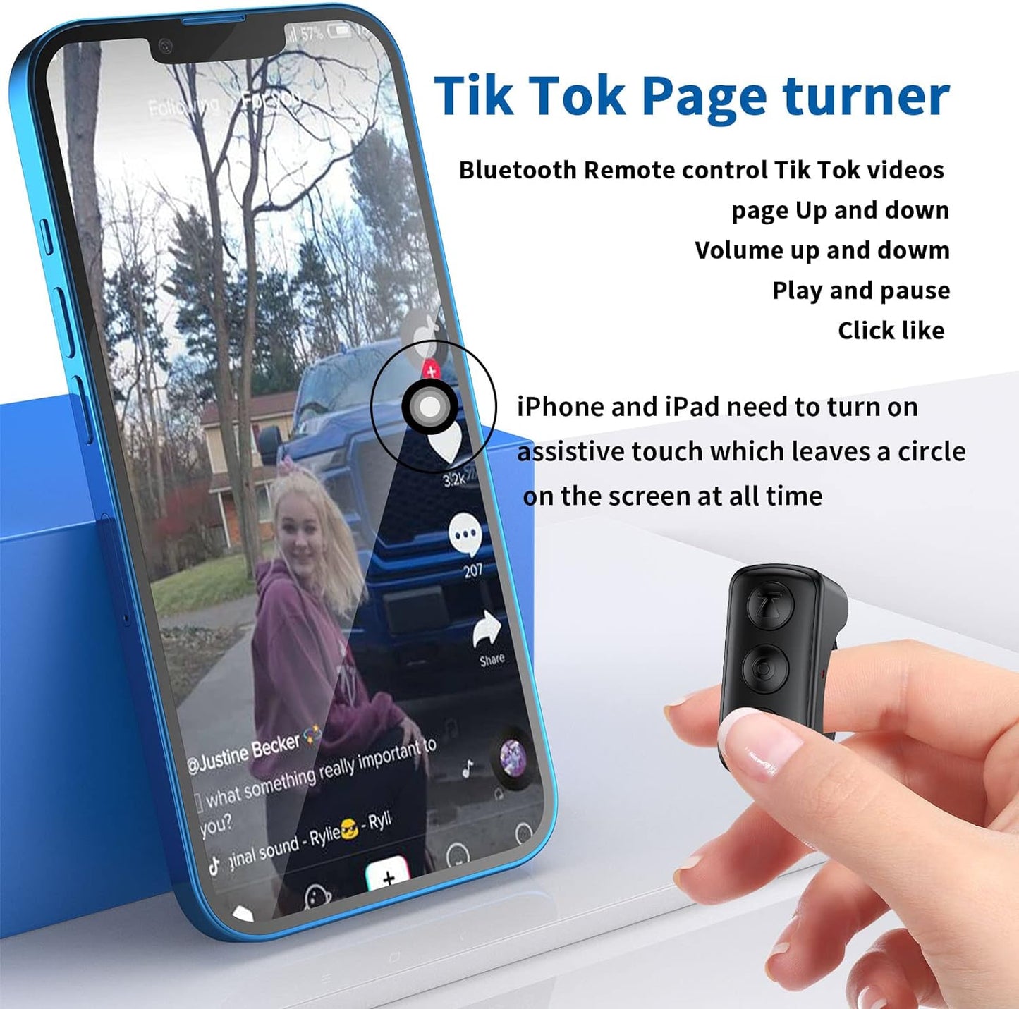 TikTok Scrolling Bluetooth Ring Remote Control