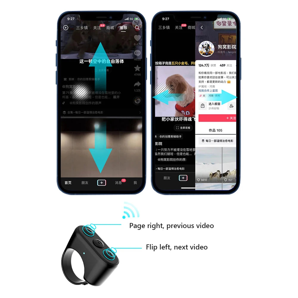 TikTok Scrolling Bluetooth Ring Remote Control